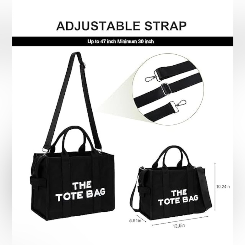 NWT Tuobo Tote Bag for Women with Zipper, Canvas Tote Bags, Crossbody Tote Bag - Picture 5 of 5